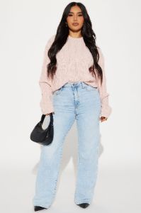 Out And About Sweater - Heather Pink sold by Fashion Nova