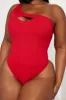 Natalie Asymmetrical 1 Piece Swimsuit - Red sold by Fashion Nova