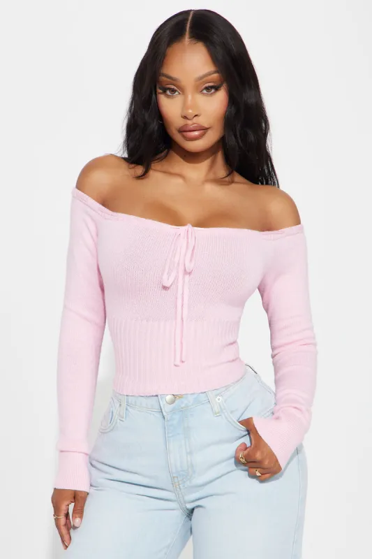 Athena Off Shoulder Sweater - Pink sold by Fashion Nova