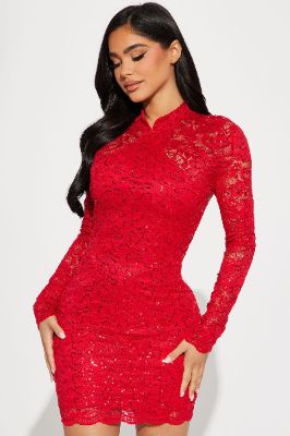 Darling Lace Mini Dress - Red sold by Fashion Nova