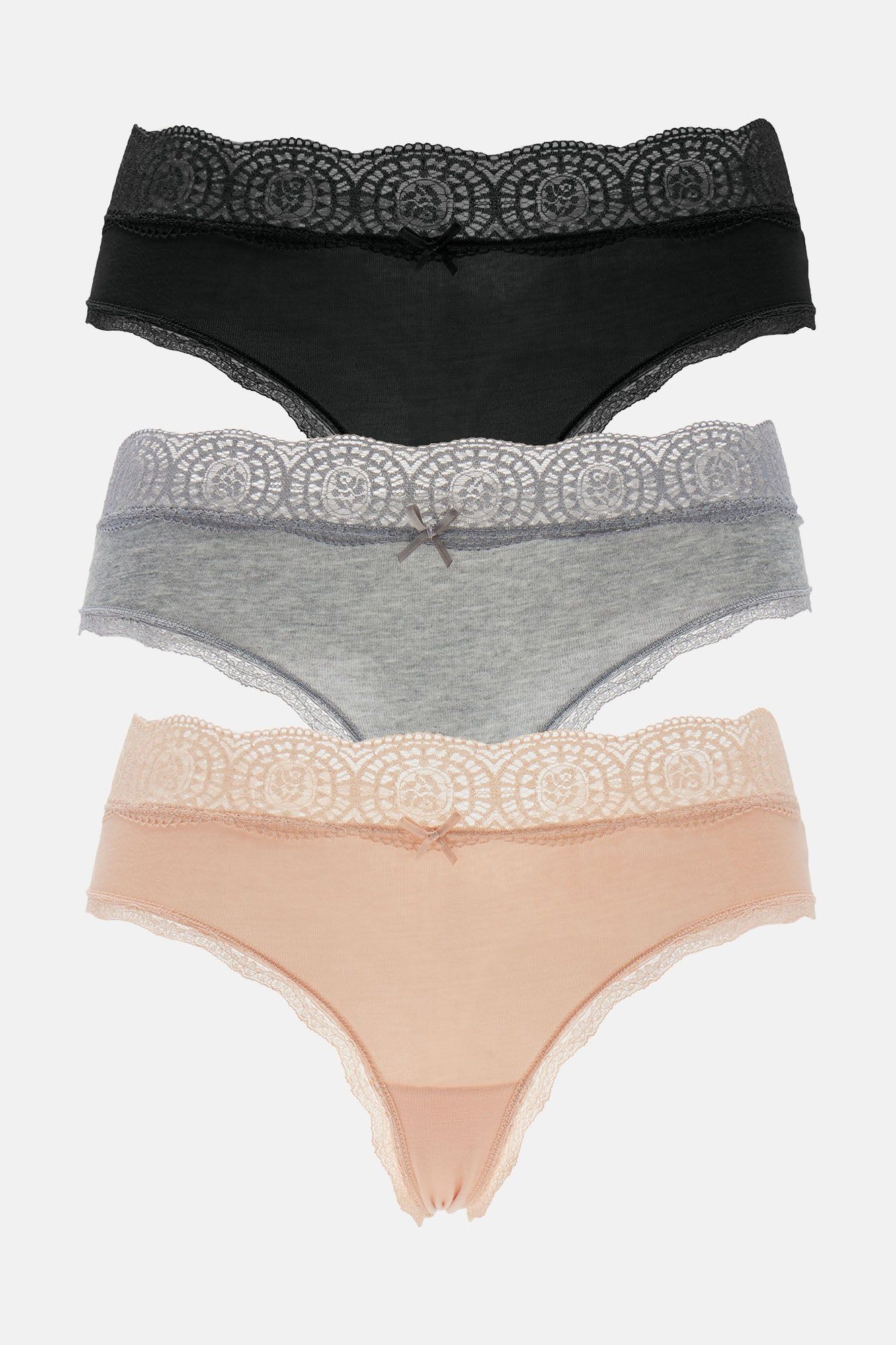 Waist No Time Lace Hipster 3 Pack Panties - Grey/combo sold by Fashion Nova