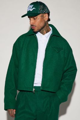 Zip It Out Crop Jacket - Green sold by Fashion Nova