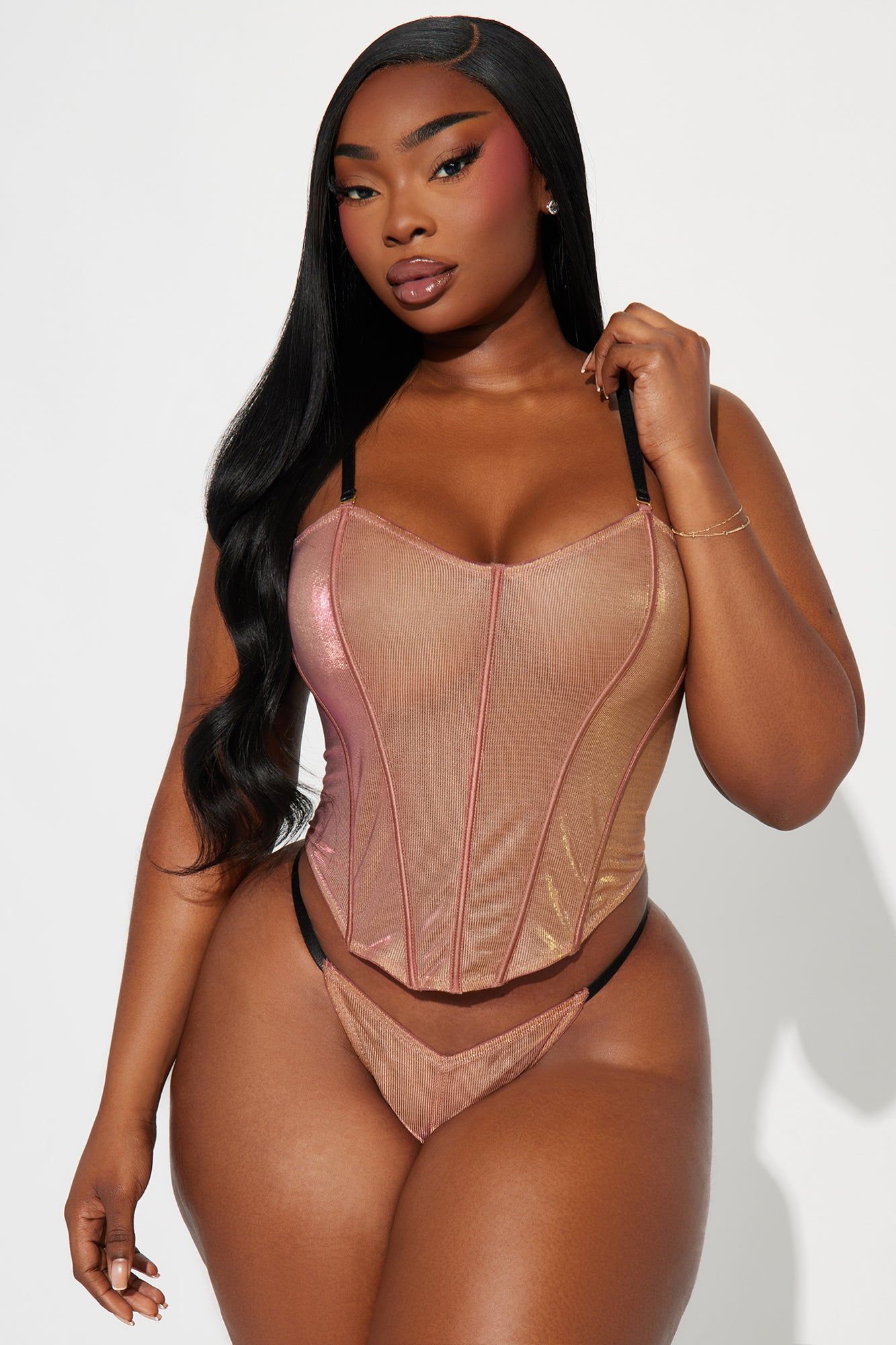 Euphoric Nights Iridescent Bustier And Panty Set - Pink/combo sold by Fashion Nova product image thumbnail 4