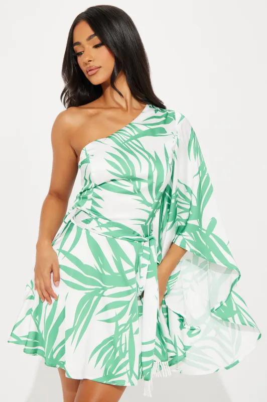 Hikari Satin Micro Mini Dress - Green/combo sold by Fashion Nova