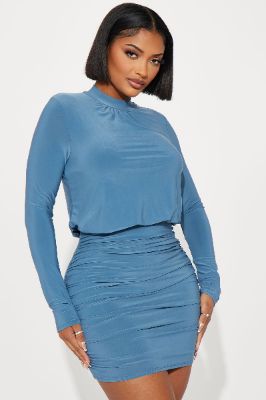 Evelyn Mini Dress - Blue sold by Fashion Nova