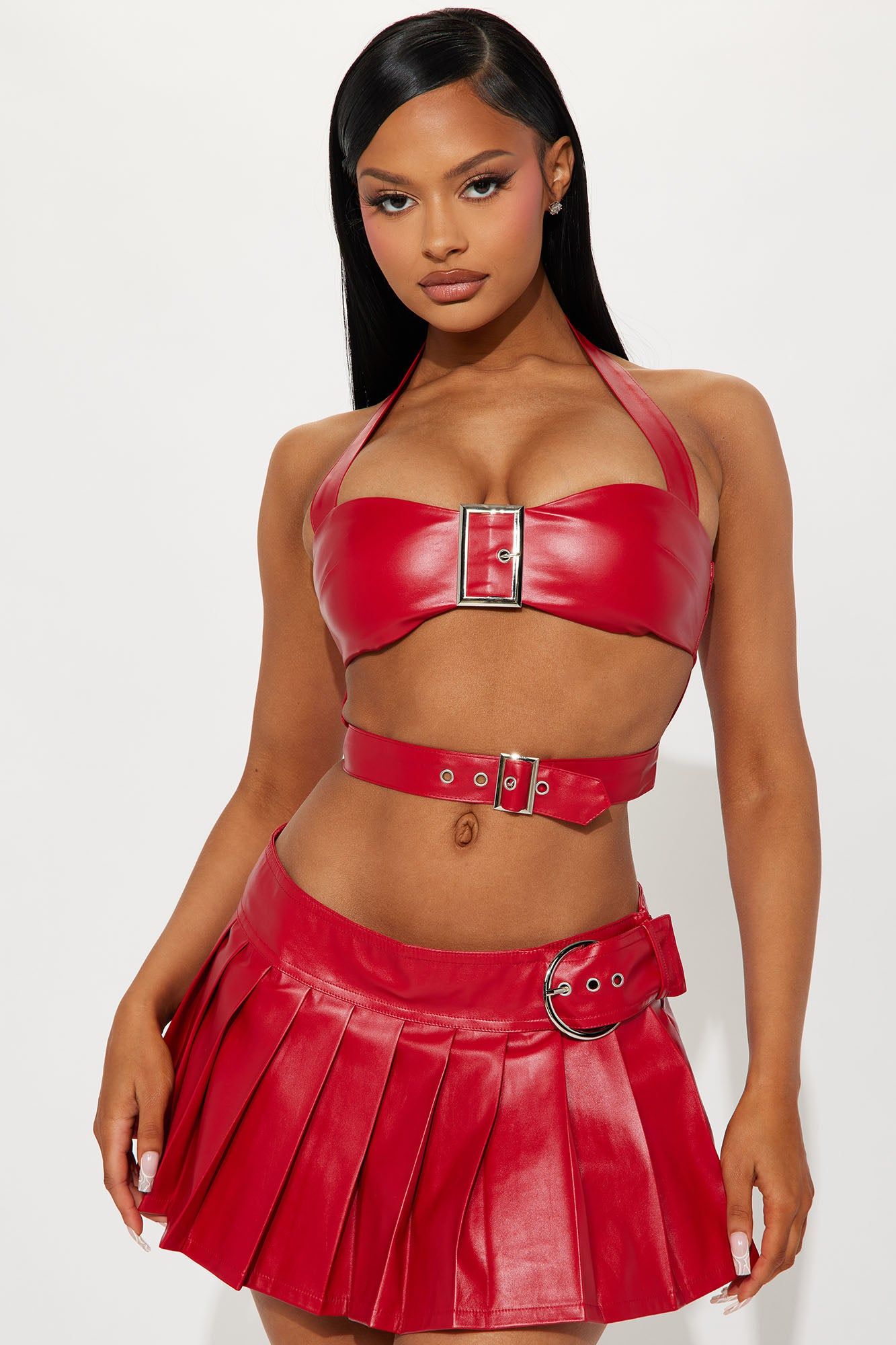 Fine Dime Faux Leather Skirt Set - Red sold by Fashion Nova product image thumbnail 2