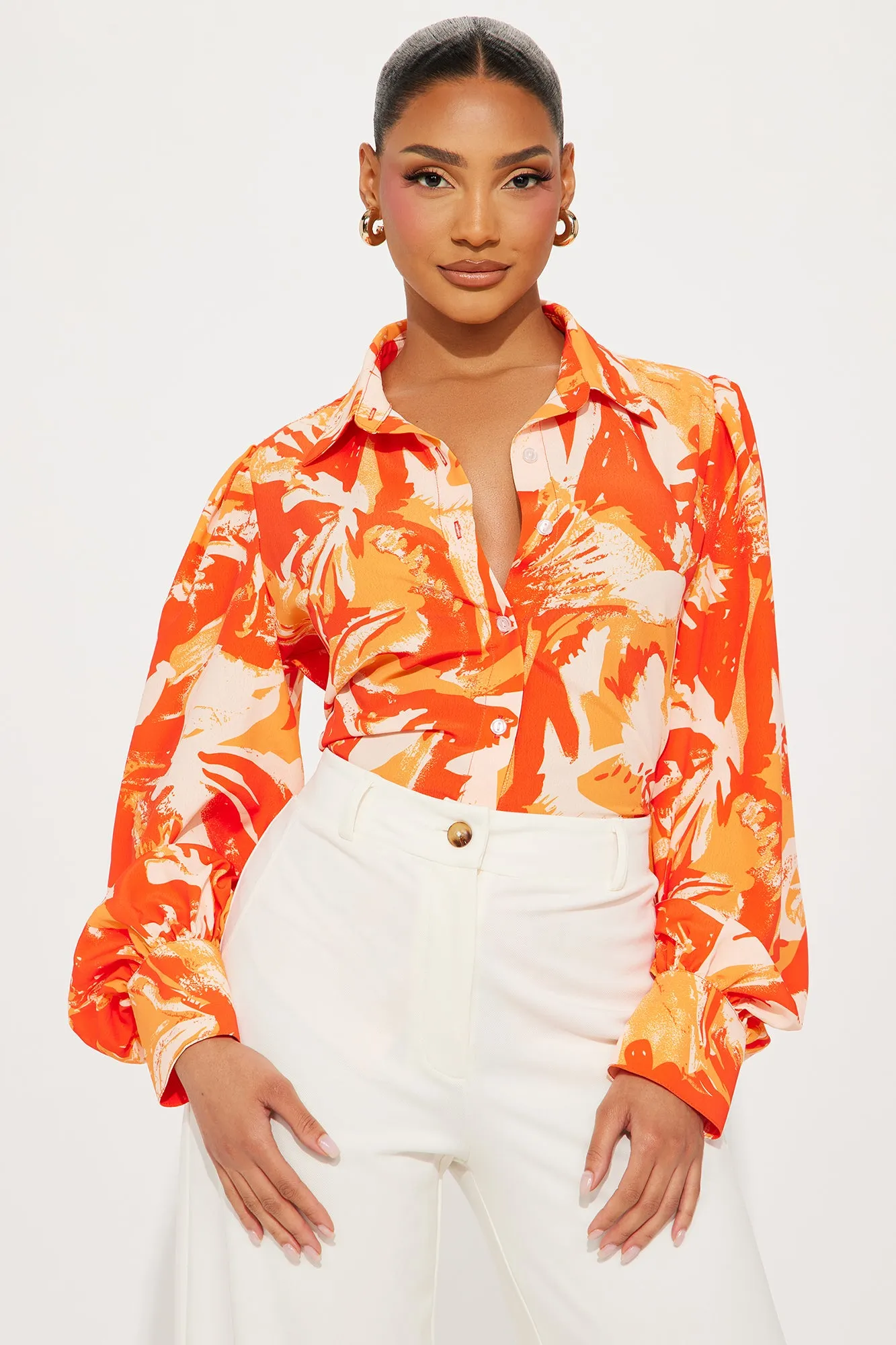 Tangerine Dream Shirt - Orange/combo sold by Fashion Nova