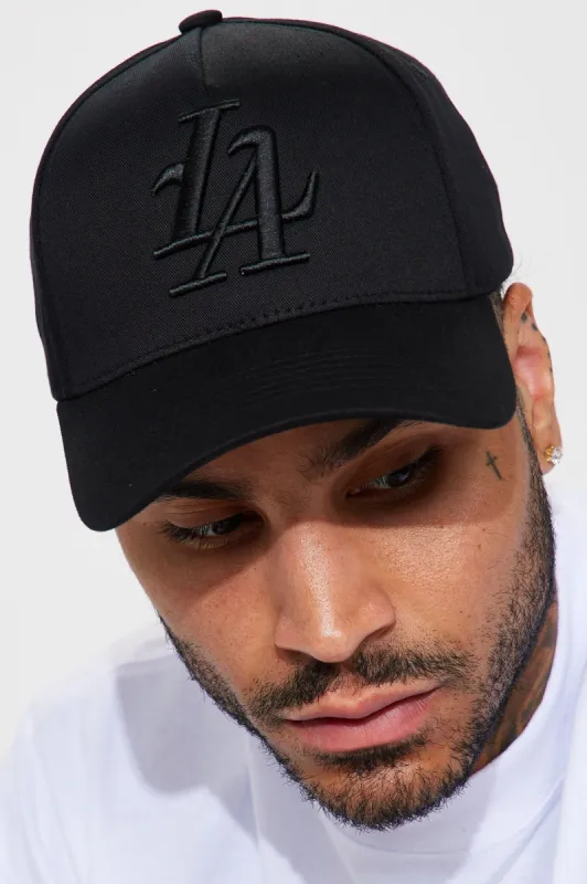 LA Snapback Hat - Black/Black sold by Fashion Nova