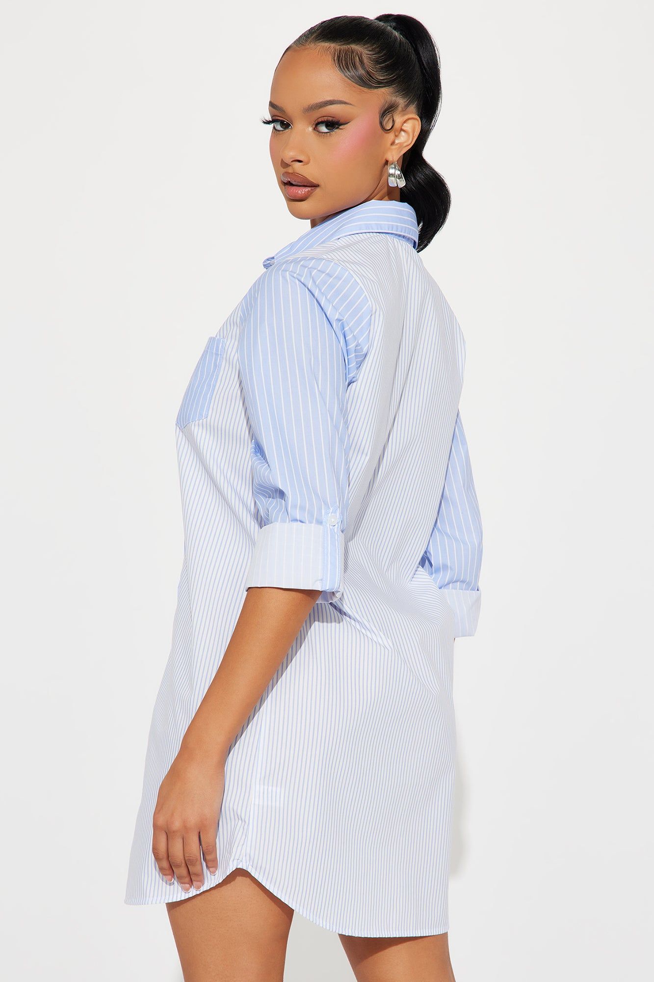 Liza Mini Shirt Dress - Blue/combo sold by Fashion Nova product image thumbnail 3