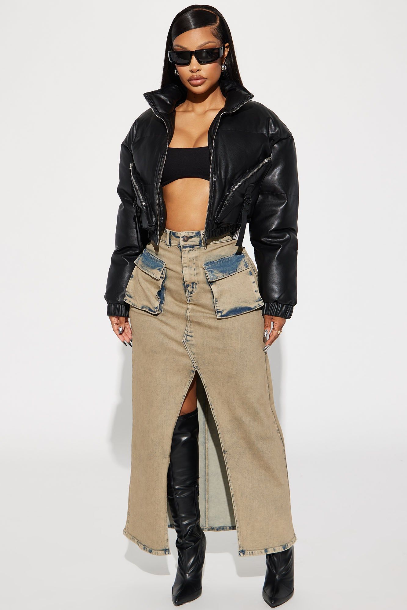 Puff Baby Faux Leather Bomber Jacket - Black sold by Fashion Nova product image thumbnail 2