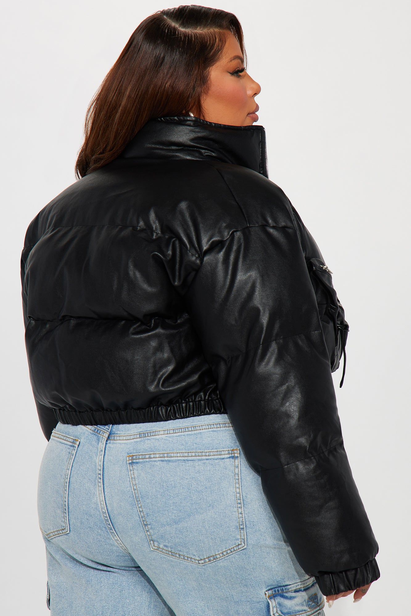 Puff Baby Faux Leather Bomber Jacket - Black sold by Fashion Nova product image thumbnail 6
