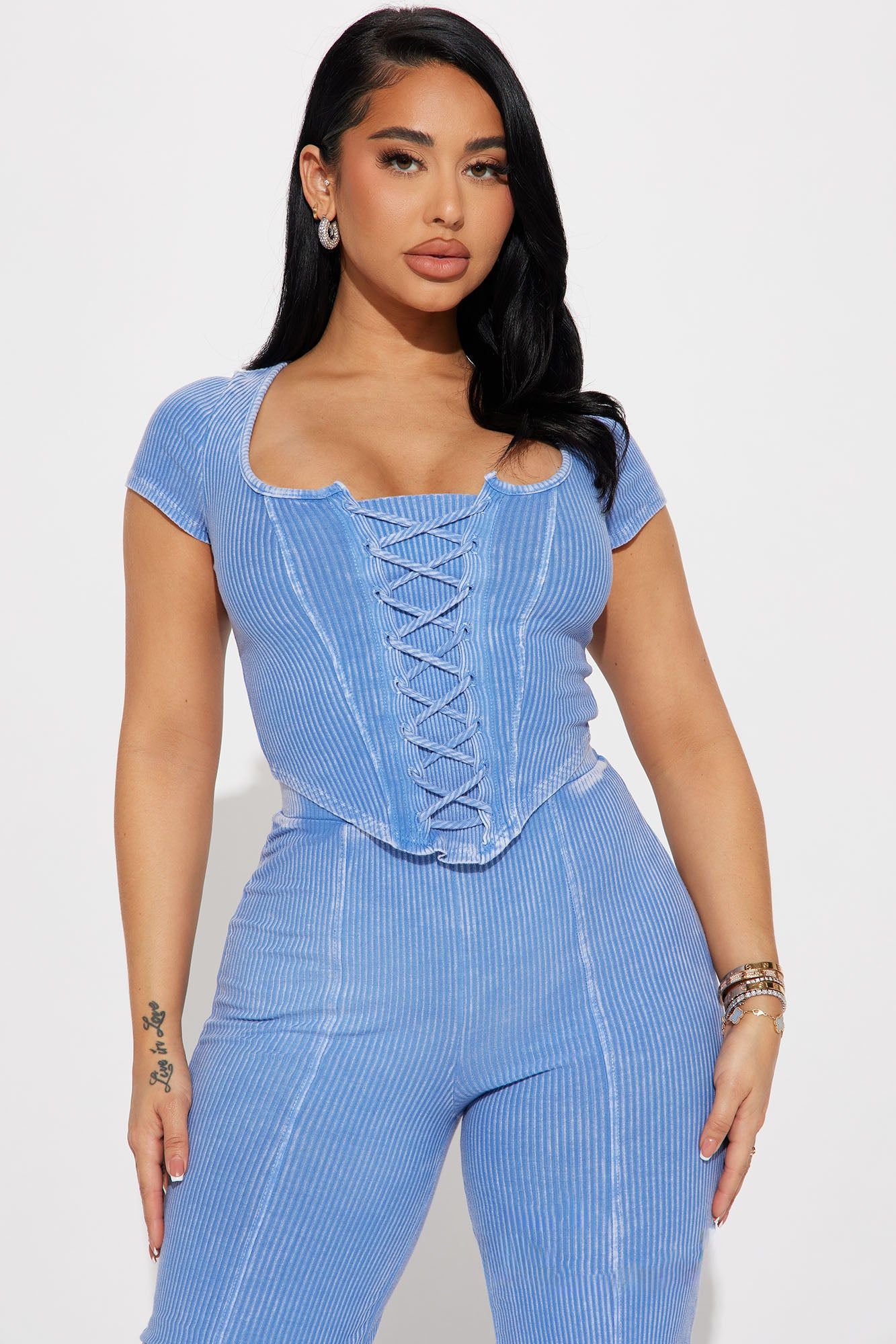Myra Mineral Wash Pant Set - Blue sold by Fashion Nova product image thumbnail 2