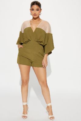 Weekend Feels Romper - Olive made by Fashion Nova