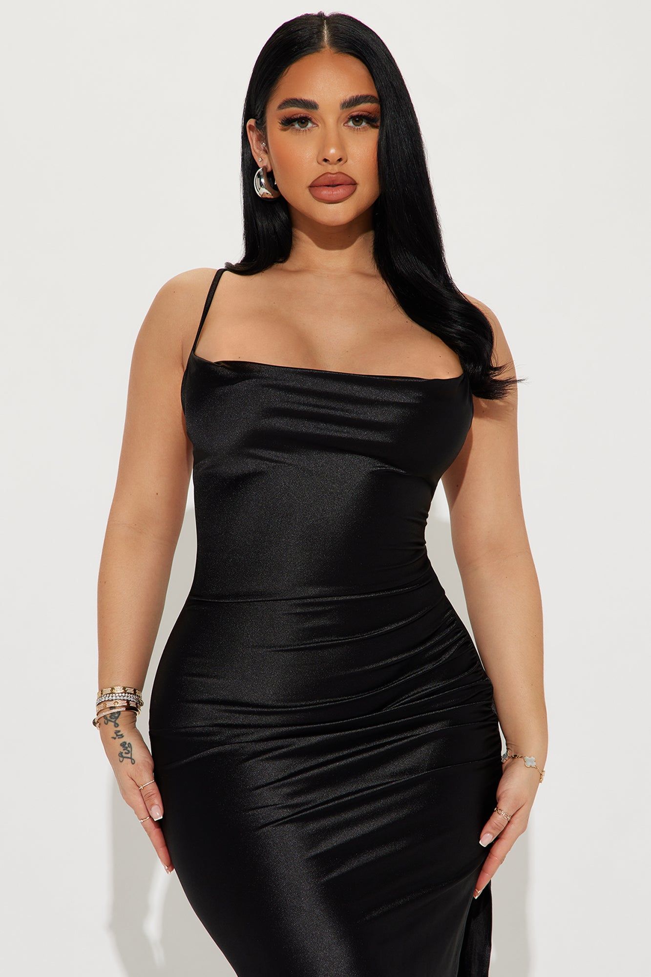 Andrea Satin Midi Dress - Black sold by Fashion Nova product image thumbnail 2