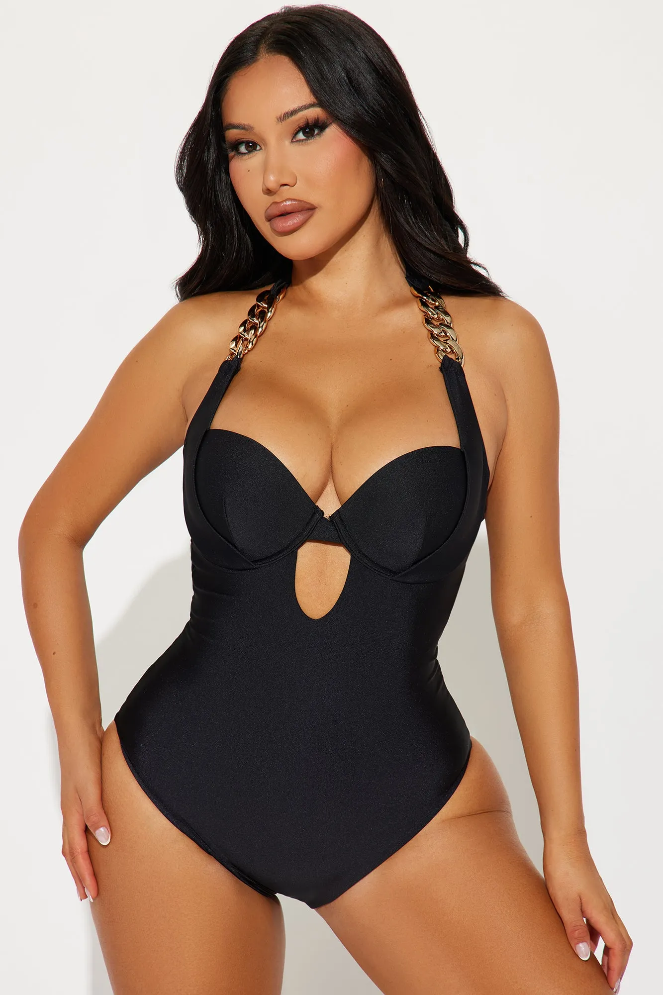 Visalia Underwire Chain 1 Piece Swimsuit - Black sold by Fashion Nova
