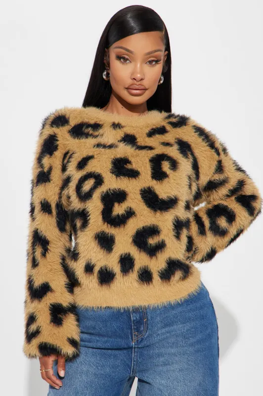 Feline Fierce Leopard Sweater - Brown/combo sold by Fashion Nova