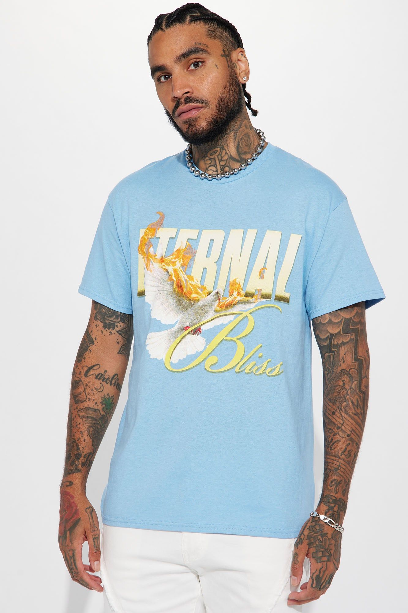 Eternal Happiness Short Sleeve Tee - Light Blue sold by Fashion Nova