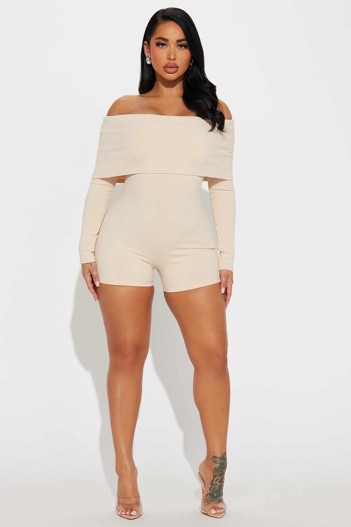 Jessica Snatched Romper - Cream sold by Fashion Nova