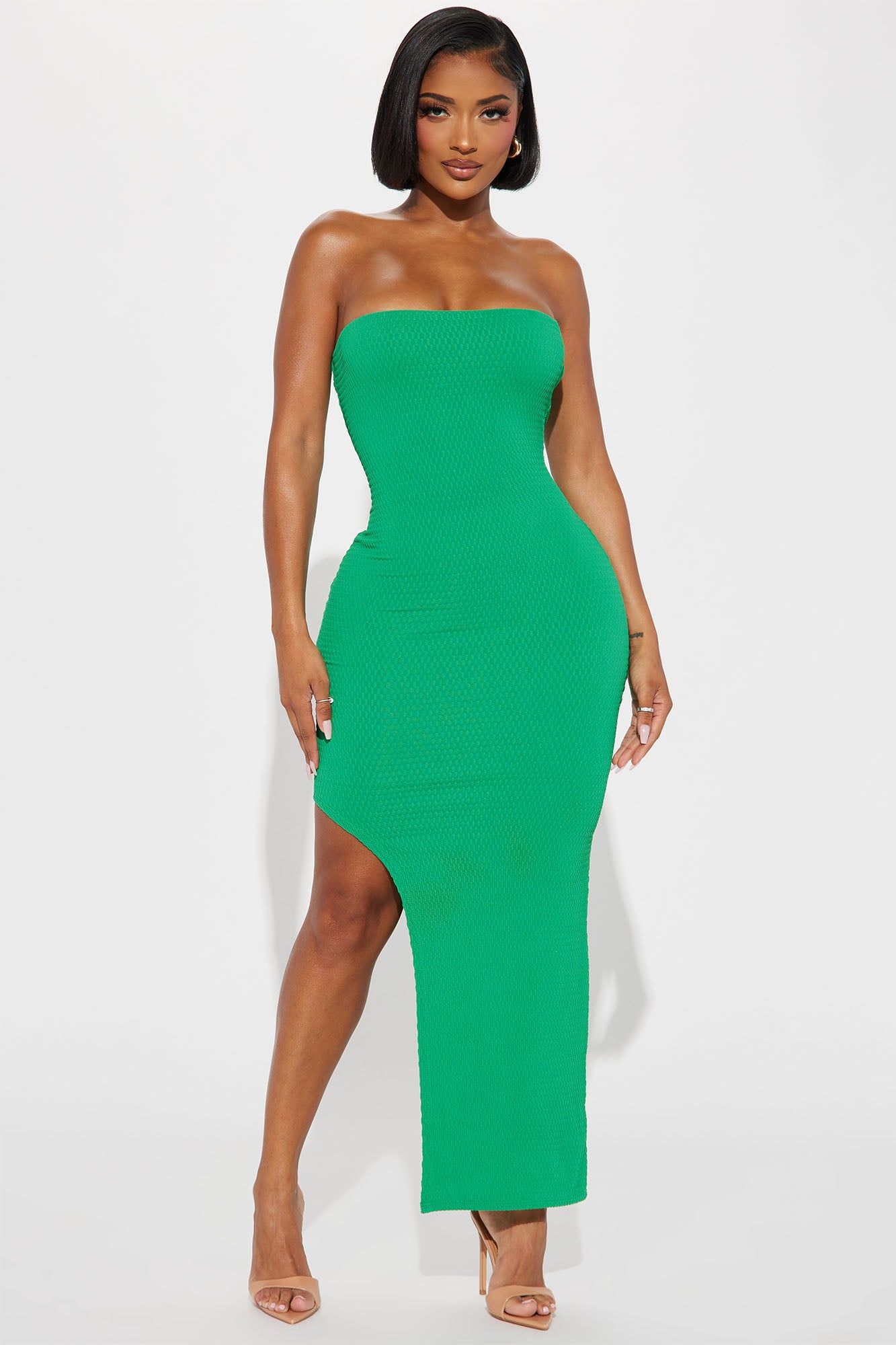 Kaylee Textured Maxi Dress - Green sold by Fashion Nova