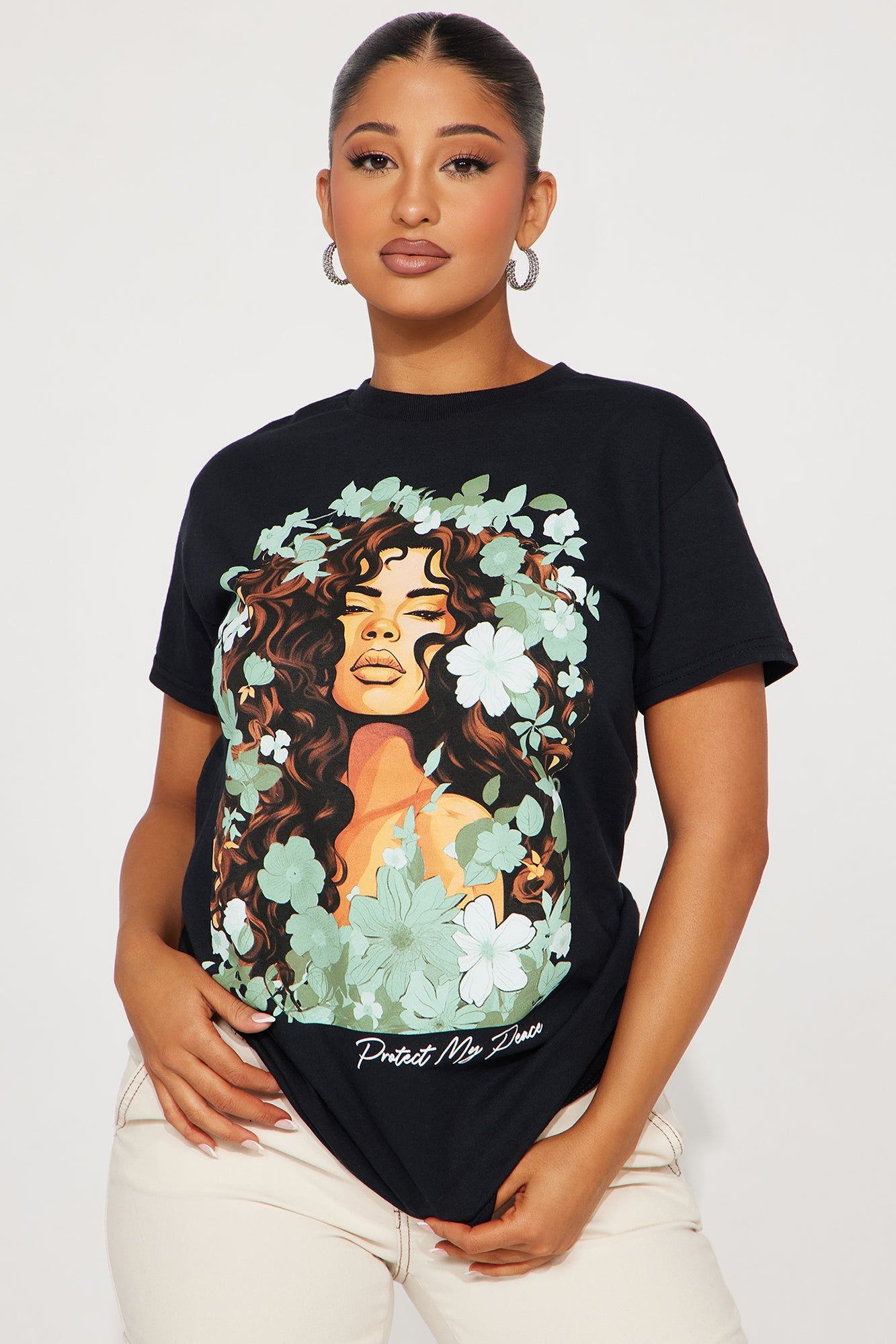 Protect My Peace Graphic Tee - Black sold by Fashion Nova