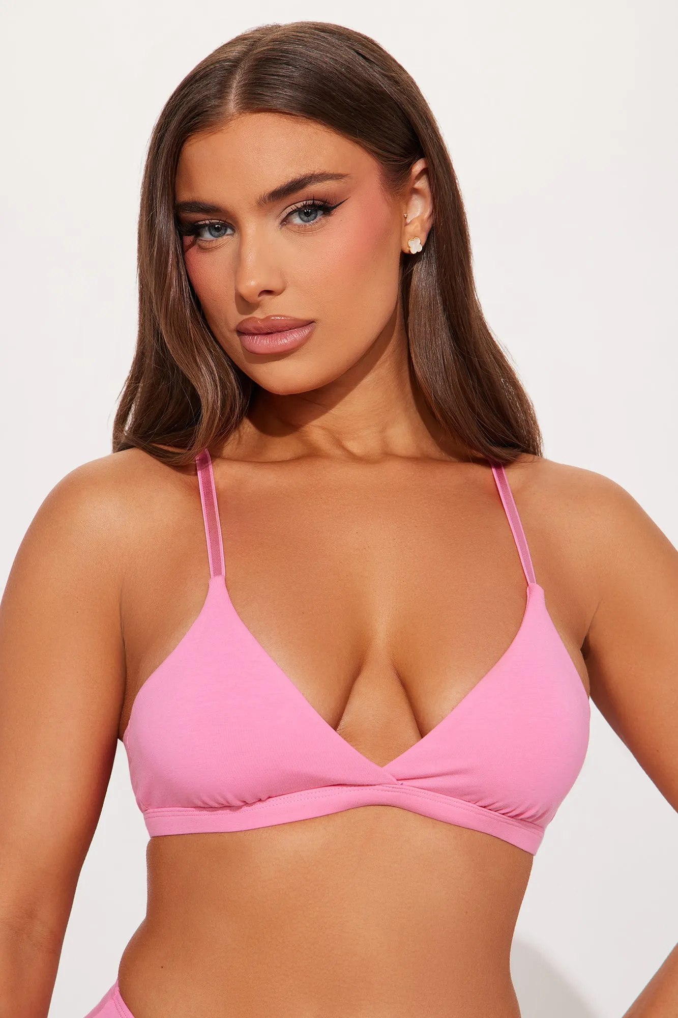Nova Cotton Triangle Bralette - Hot Pink sold by Fashion Nova