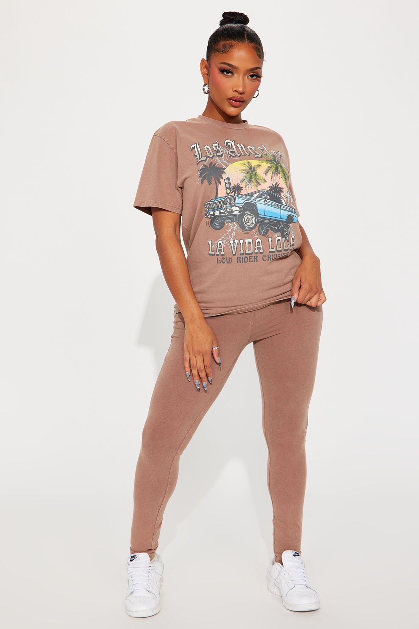 La Vida Loca Mineral Wash Legging Set - Mocha sold by Fashion Nova