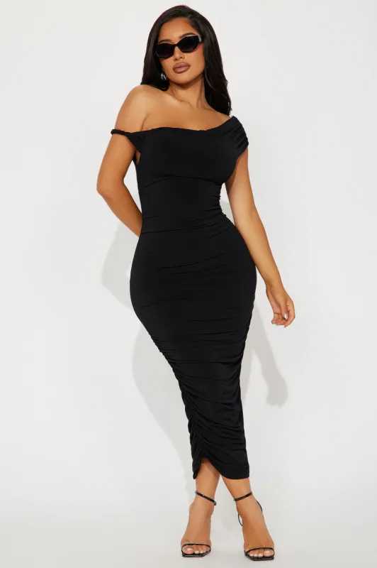 Blind Date One Shoulder Midi Dress - Black sold by Fashion Nova