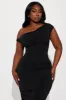 Blind Date One Shoulder Midi Dress - Black sold by Fashion Nova
