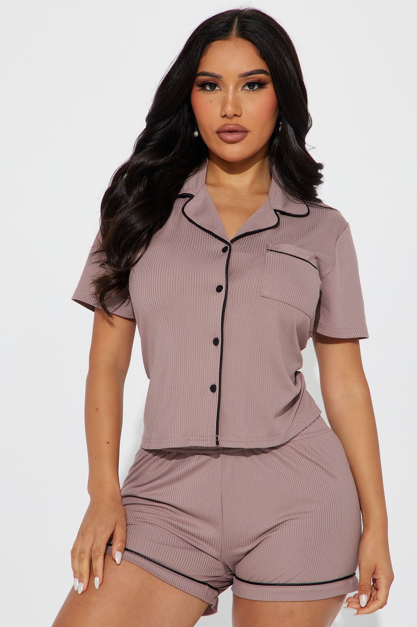 Morning Coffee PJ Short Set - Mocha sold by Fashion Nova