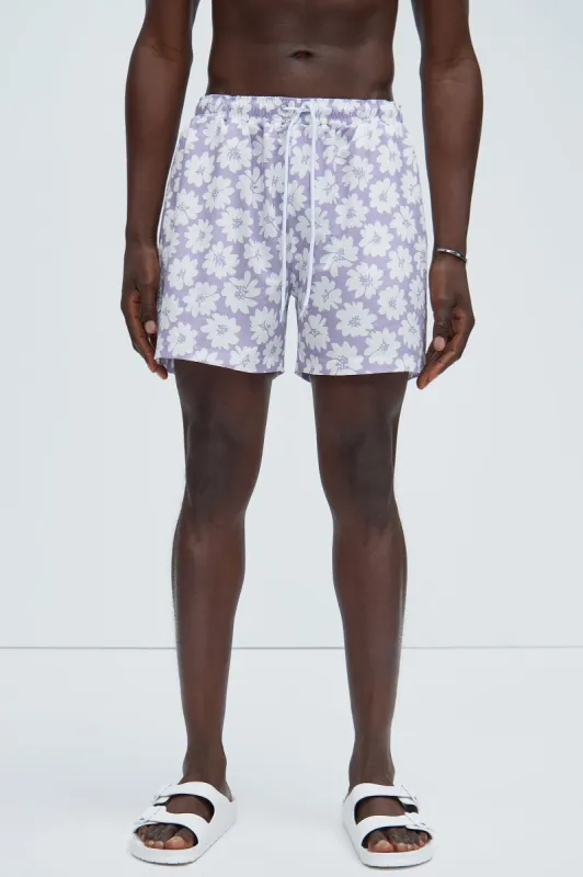 Flower Bloom Swim Trunks - Purple sold by Fashion Nova