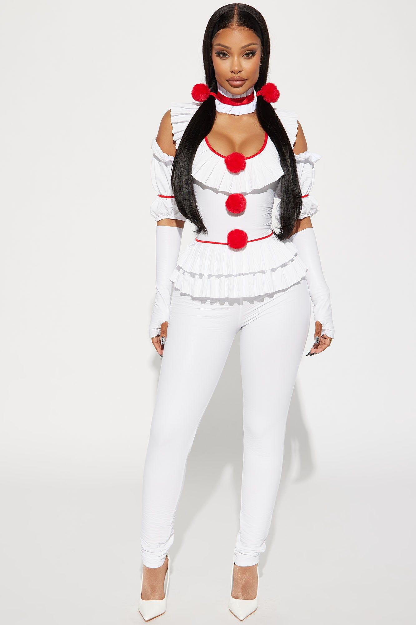 Let's Play Game Jumpsuit 5 Piece Costume Set - White sold by Fashion Nova