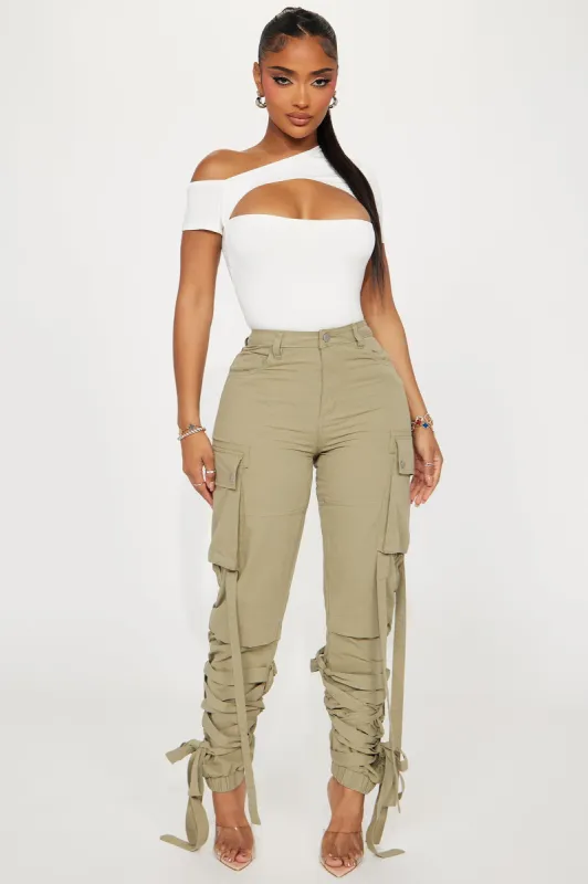 All Tied Up Cargo Jogger - Sage sold by Fashion Nova