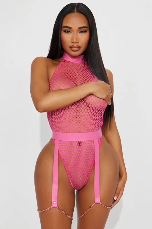 Play Games Tonight Fishnet Teddy - Pink sold by Fashion Nova