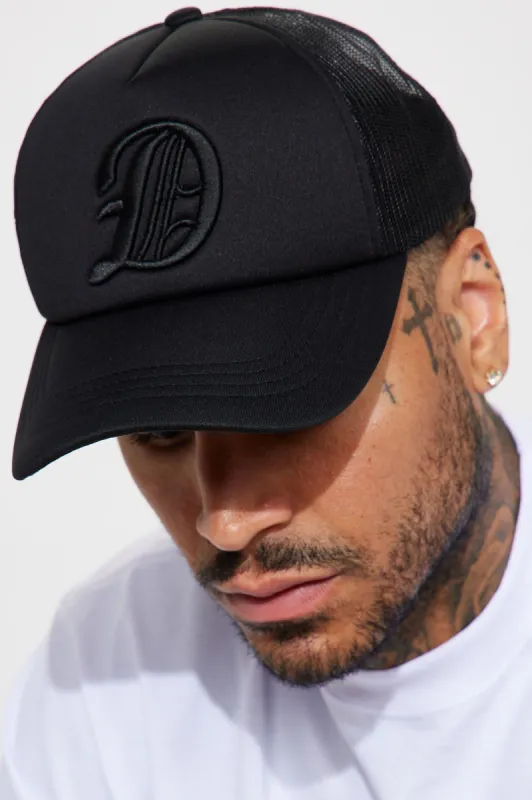 Detroit Trucker Hat - Black/Black sold by Fashion Nova