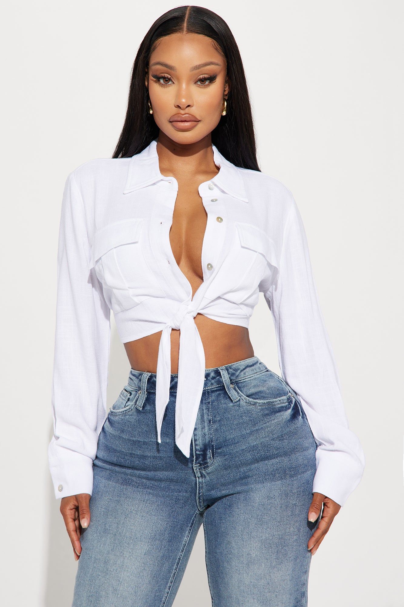 On Your Mind Linen Shirt - White sold by Fashion Nova