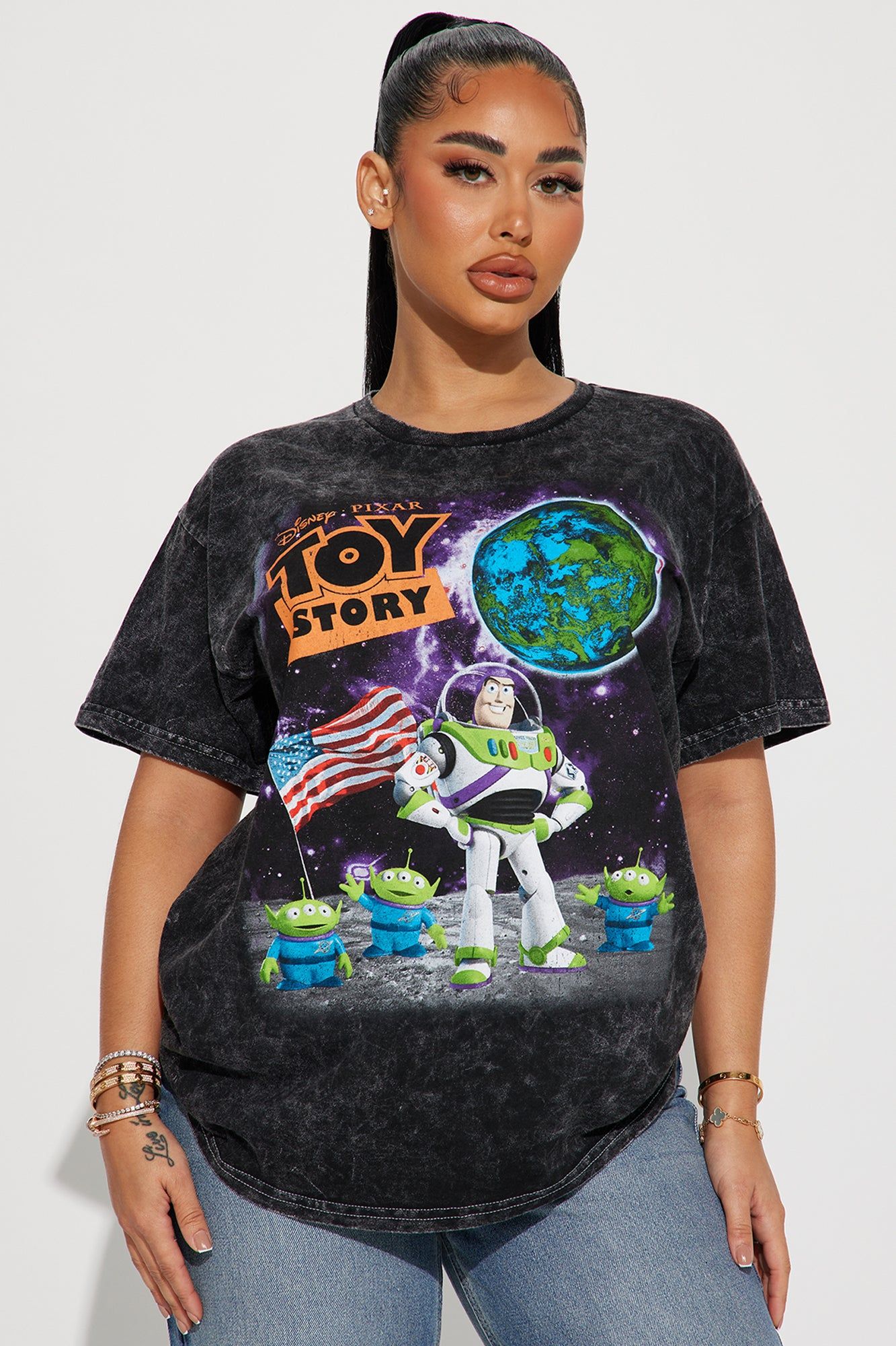 Buzz Lightyear Toy Story Graphic Tee - Black Wash sold by Fashion Nova