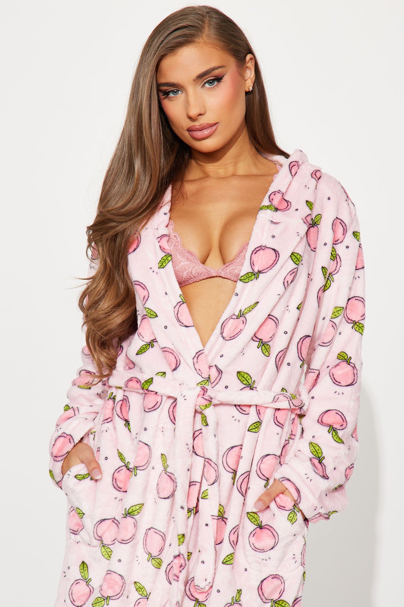 Peachy Dreams Plush PJ Robe - Pink/combo sold by Fashion Nova product image thumbnail 3