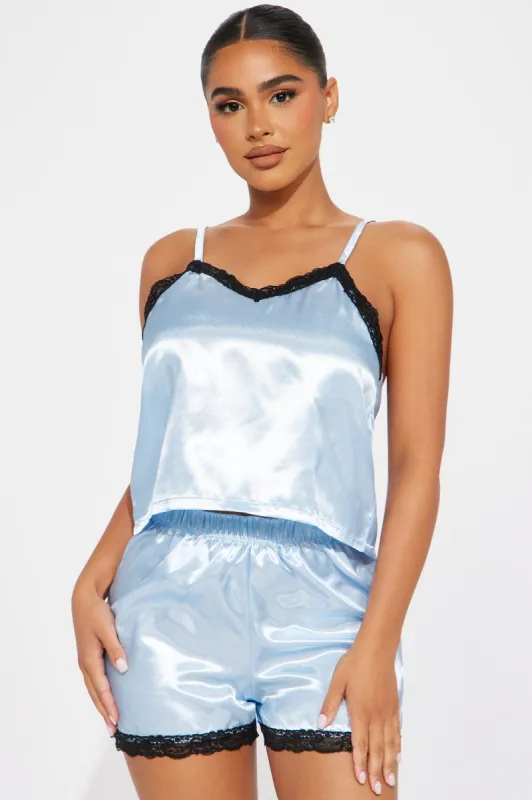 Princess Treatment Satin Lace PJ Short Set - Blue sold by Fashion Nova