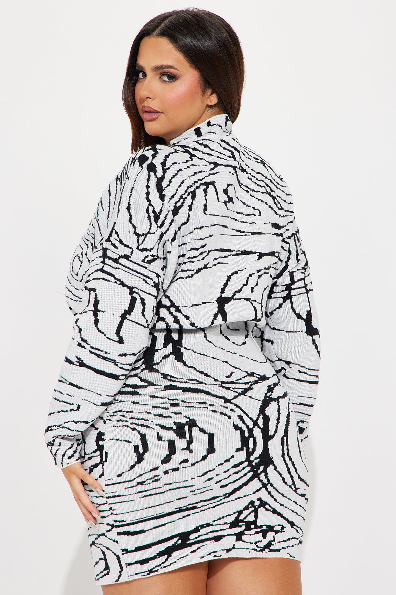 Abigail Sweater Mini Dress - White/Black sold by Fashion Nova product image thumbnail 6