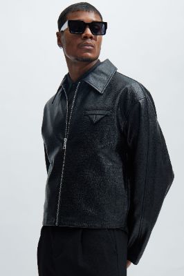 Prospect Faux Leather Cropped Jacket - Black sold by Fashion Nova