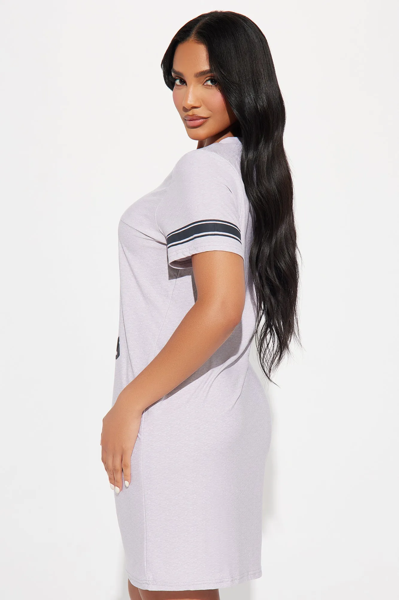 I Love Free Drinks PJ Sleep Shirt - Heather Grey sold by Fashion Nova product image thumbnail 3