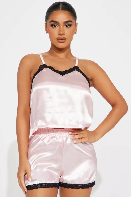 Princess Treatment Satin Lace PJ Short Set - Pink sold by Fashion Nova