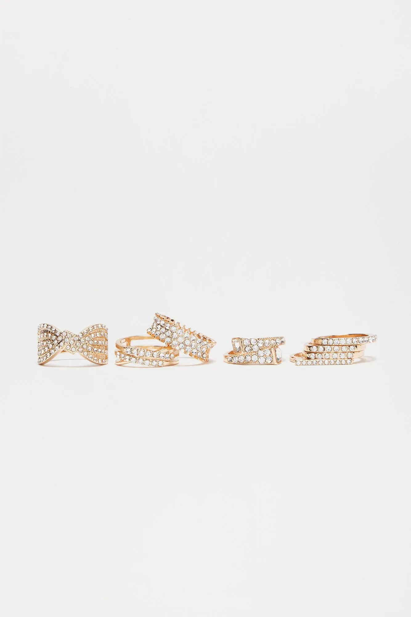 Happy Wife Happy Life 8 Piece Ring Set - Gold sold by Fashion Nova