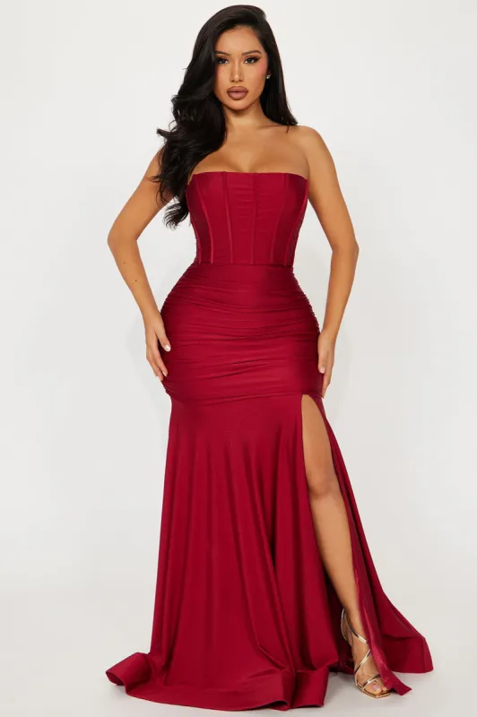 Jesabelle Corset Gown - Wine sold by Fashion Nova