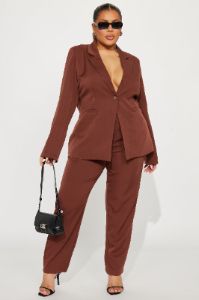 Business Chic Blazer Pant Set - Chocolate sold by Fashion Nova