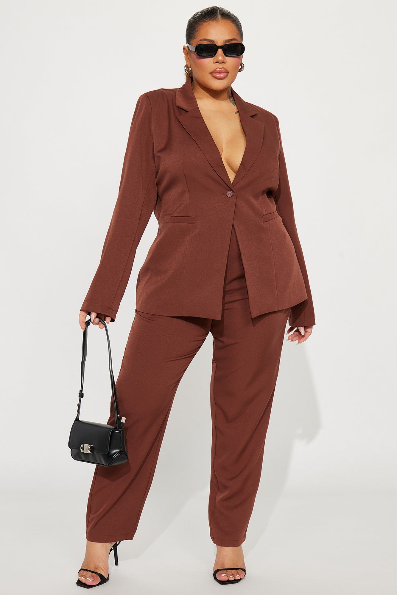 Business Chic Blazer Pant Set - Chocolate sold by Fashion Nova product image thumbnail 4