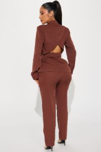 Business Chic Blazer Pant Set - Chocolate sold by Fashion Nova