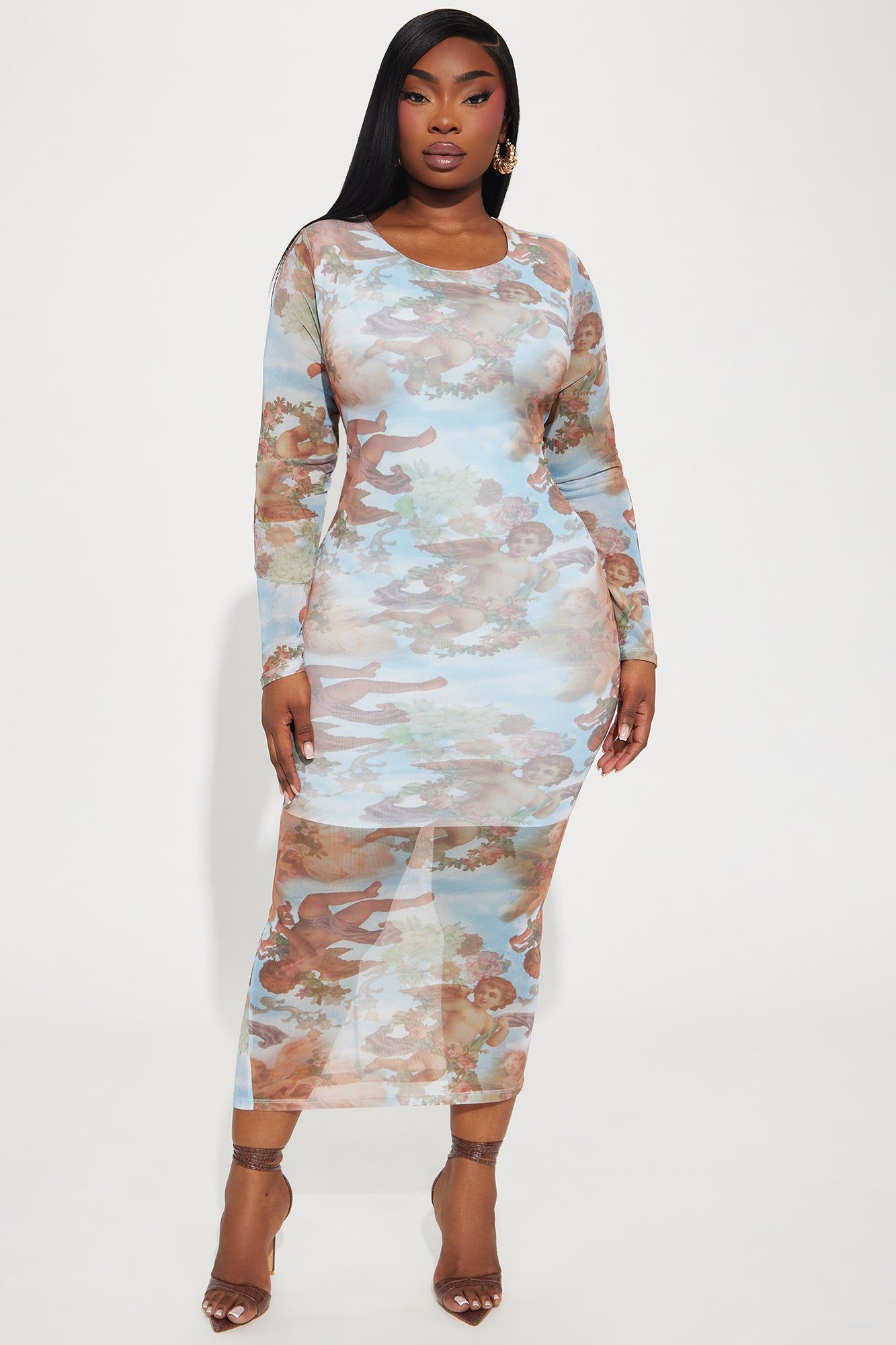 Cupids Kiss Mesh Maxi Dress - Blue/combo sold by Fashion Nova product image thumbnail 4