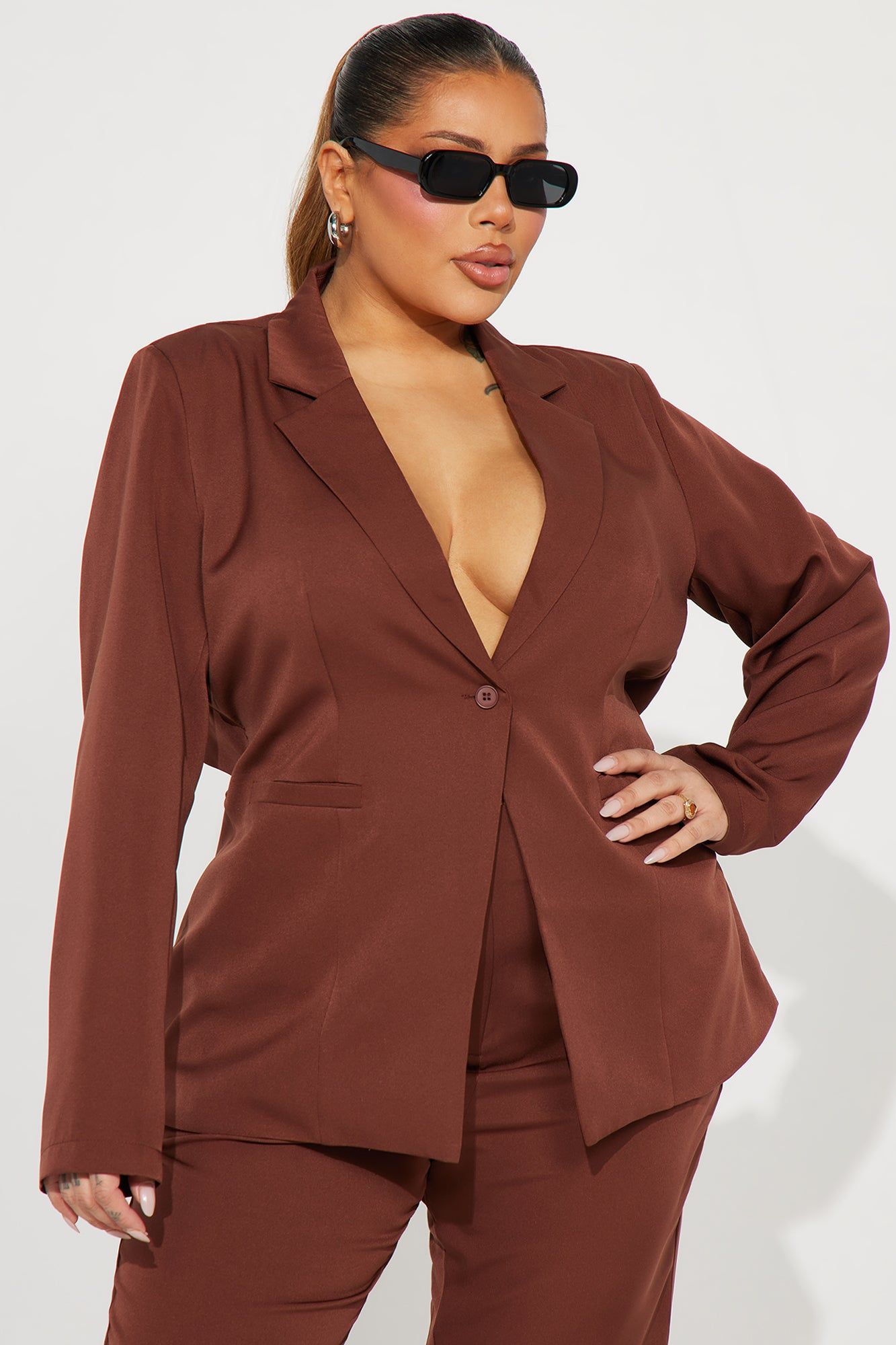 Business Chic Blazer Pant Set - Chocolate sold by Fashion Nova product image thumbnail 5