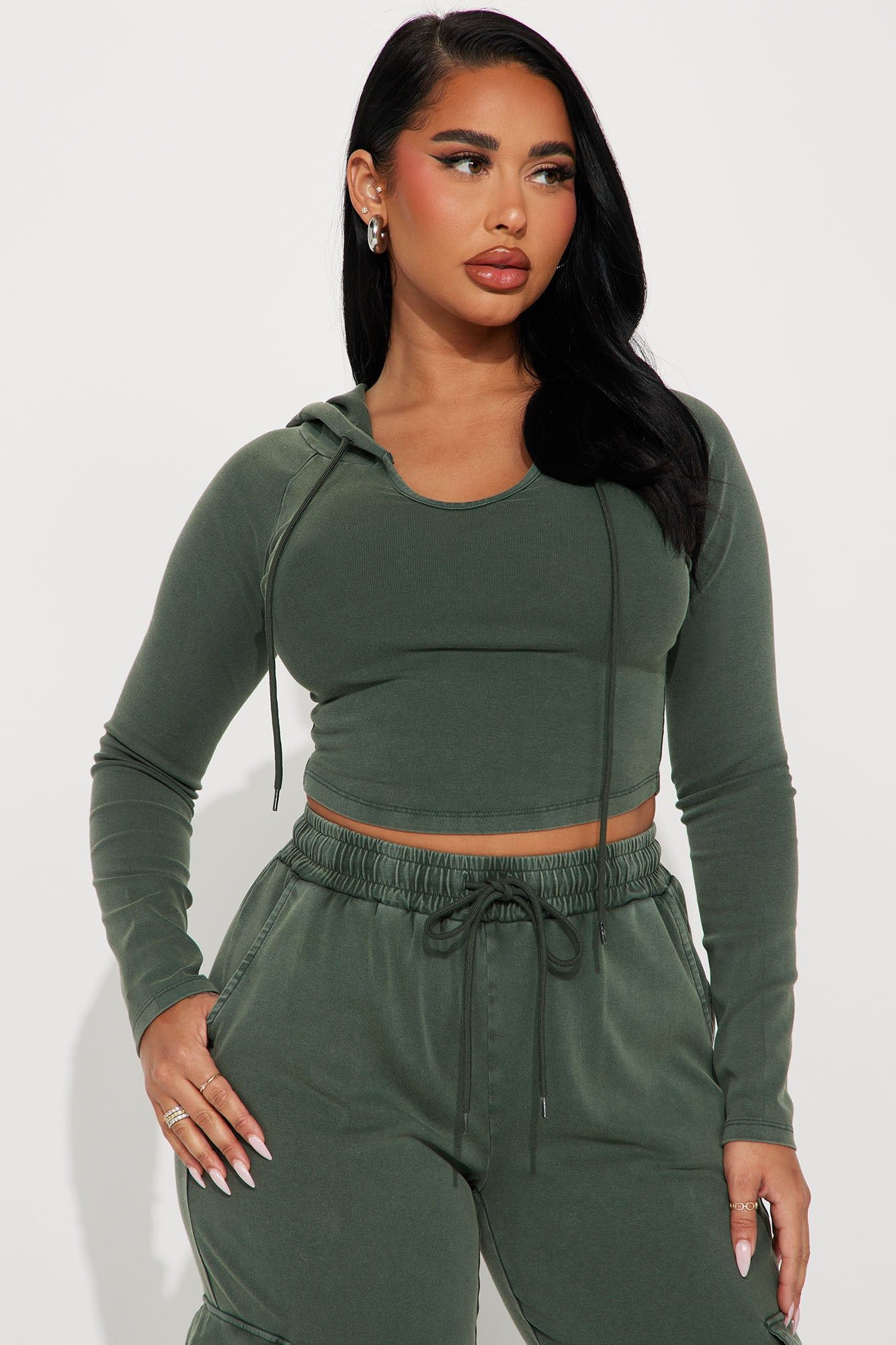 Keep It Casual Washed Pant Set - Olive sold by Fashion Nova product image thumbnail 2